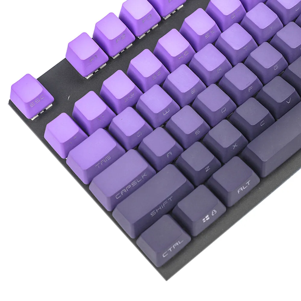 104 Keys Gradient Blue/Purple Keycap Set OEM Profile PBT Two Color Molding Translucent Side Carving Custom Keycap for Mechanical Keyboard