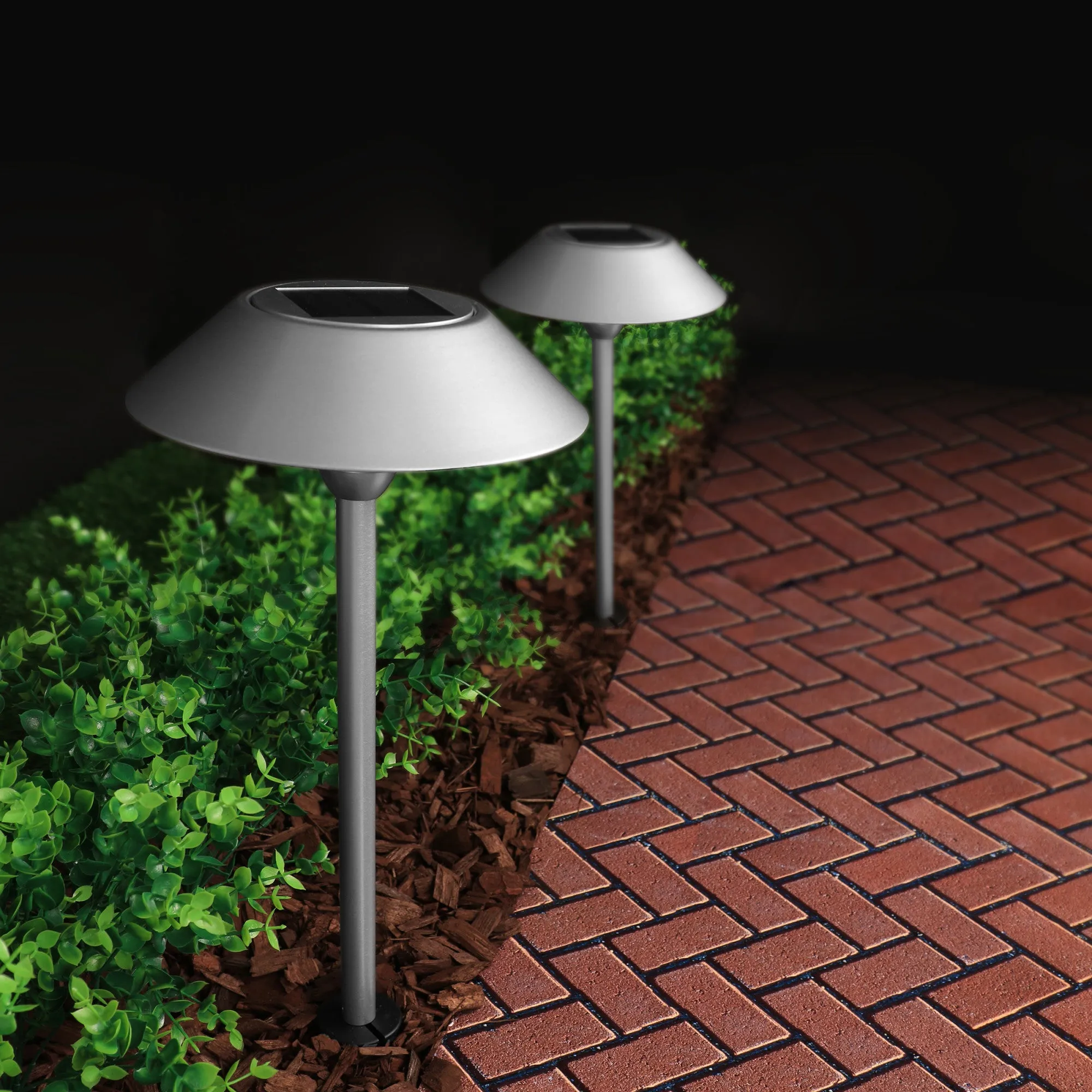 12 in. OneSync Landscape Nickel Solar Pathway Light (6-Pack)