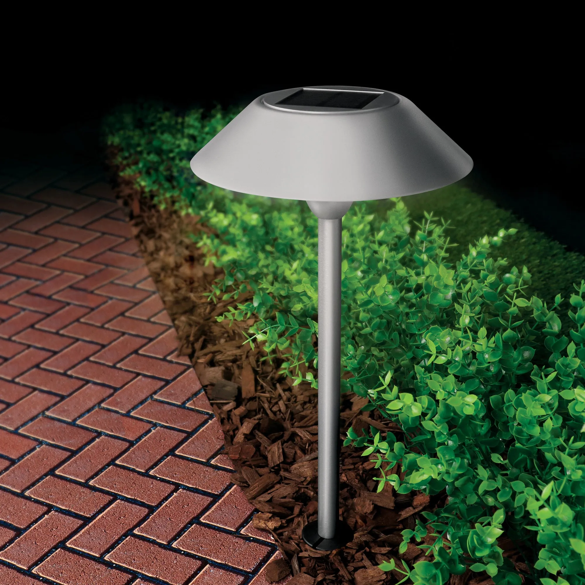 12 in. OneSync Landscape Nickel Solar Pathway Light (6-Pack)