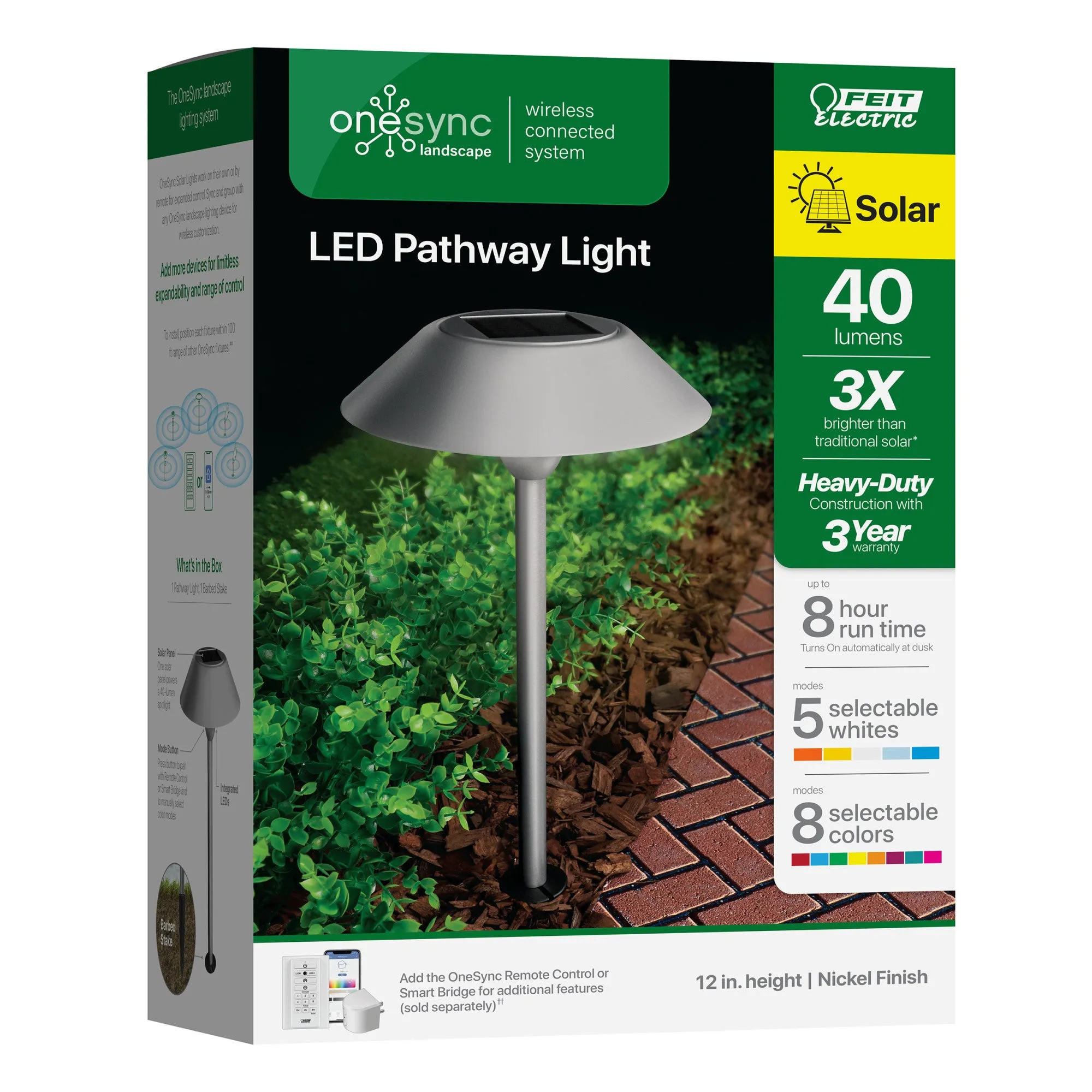 12 in. OneSync Landscape Nickel Solar Pathway Light