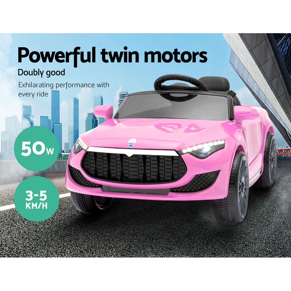 12V Pink Kids Electric Ride On Car w/ Music, Lights, Remote - Rigo