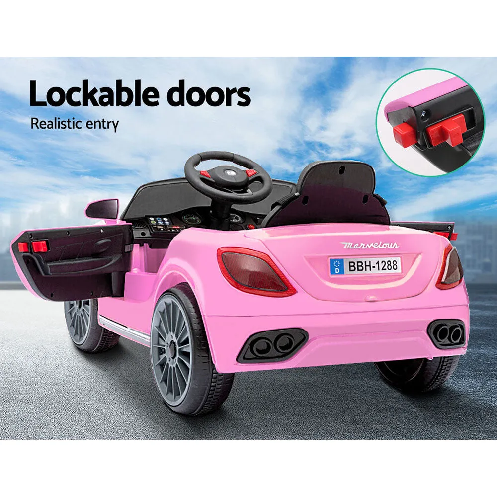 12V Pink Kids Electric Ride On Car w/ Music, Lights, Remote - Rigo