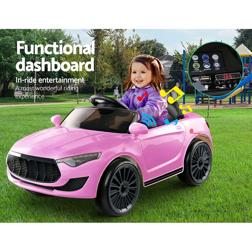 12V Pink Kids Electric Ride On Car w/ Music, Lights, Remote - Rigo