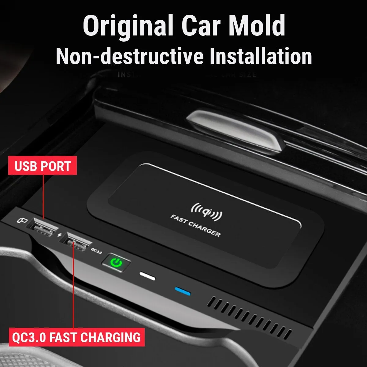 18W Car Wireless Charger QC3.0 For Benz AMG A35L W177 W246 A180 A200 B200 GLB 2019-2020