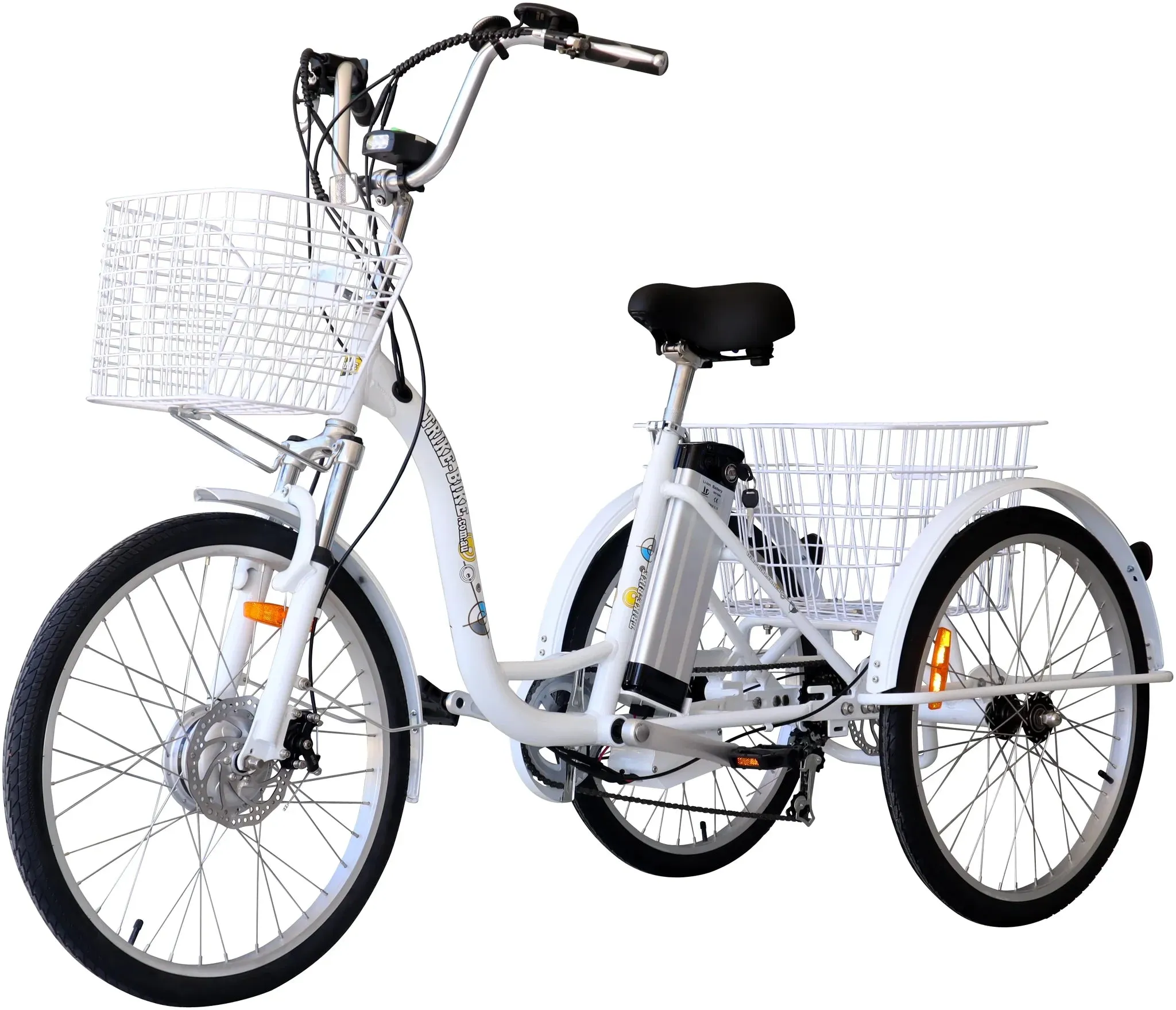 24″ Electric Trike Bike White 36V 10.4AH