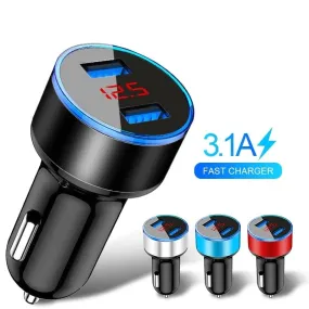 3.1A Dual USB Car Charger With LED Display Universal Mobile Phone Car-Charger for Xiaomi Samsung S8 iPhone 6 6s 7 8 Plus Tablet