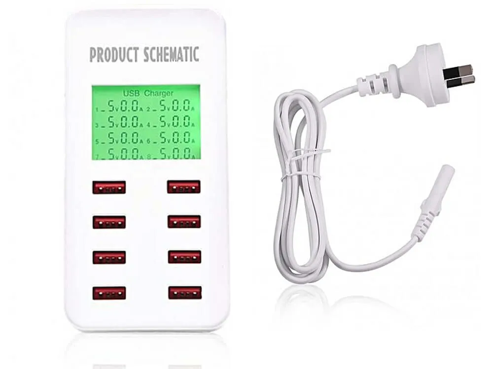 8-port USB Charger with LCD Display