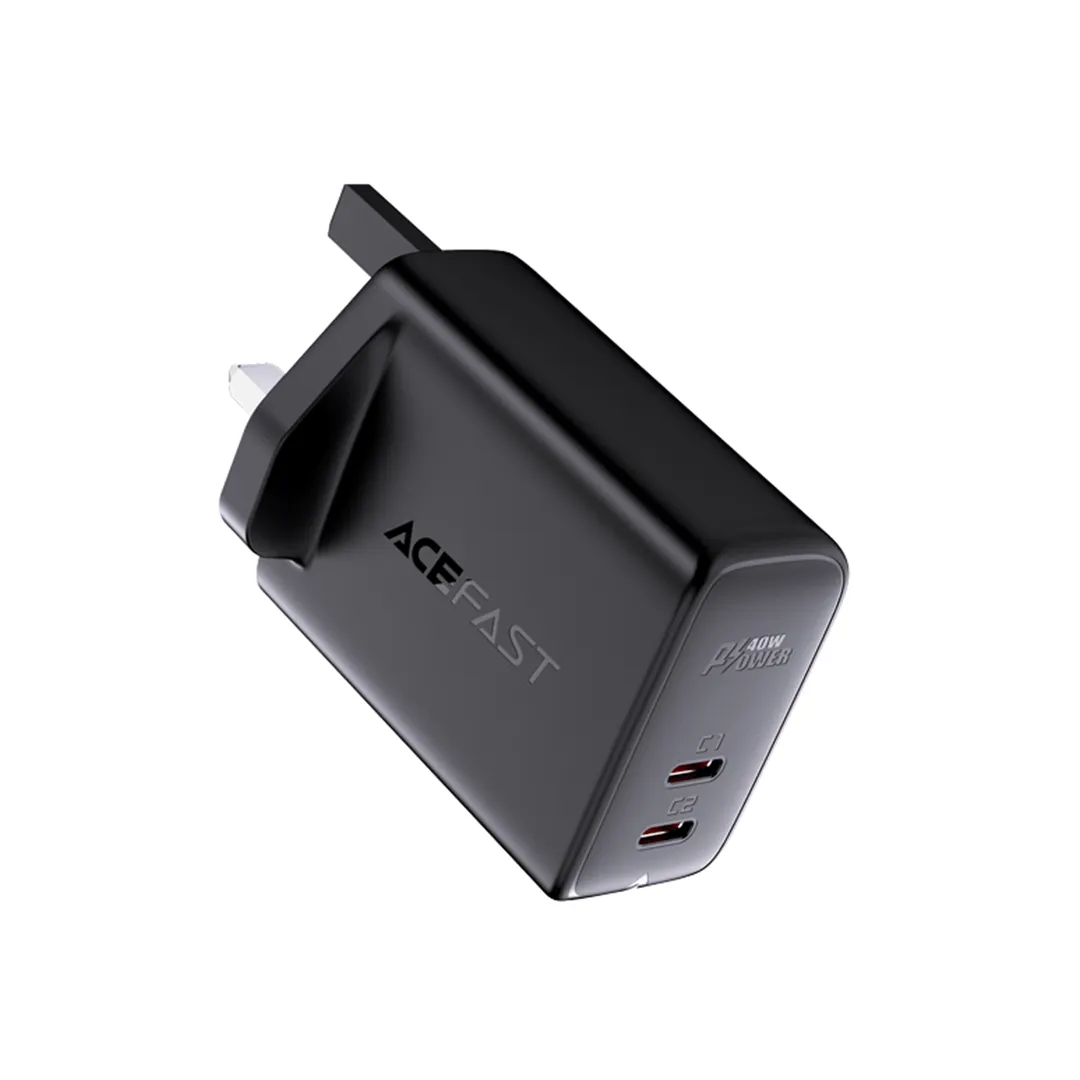 AceFast 40W Dual USB-C Charger (UK Black)