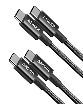 Anker USB C Charger Cable (6ft 100W, 2Pack), USB 2.0 Type C Charger Fast Charging for iPhone 15 / 15Pro / 15Plus / 15ProMax MacBook Pro 2020, iPad Pro 2020, iPad Air 4, Samsung Galaxy S23 /S23 Ultra