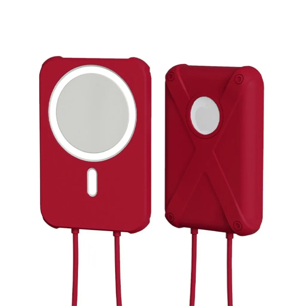 Apple MagSafe Charger armor style silicone cover - Wine Red