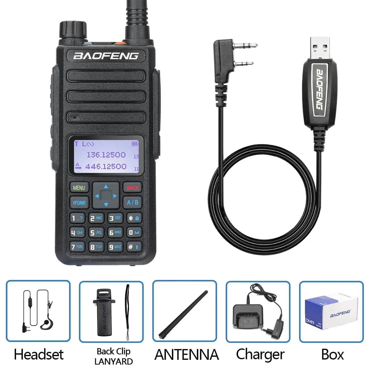 Baofeng DR-1801 DMR Digital Walkie Talkie Dual Time Slot Analog Tier 1&2 Long Range Dual Band 1024CH DM-1801 Ham Two Way Radio