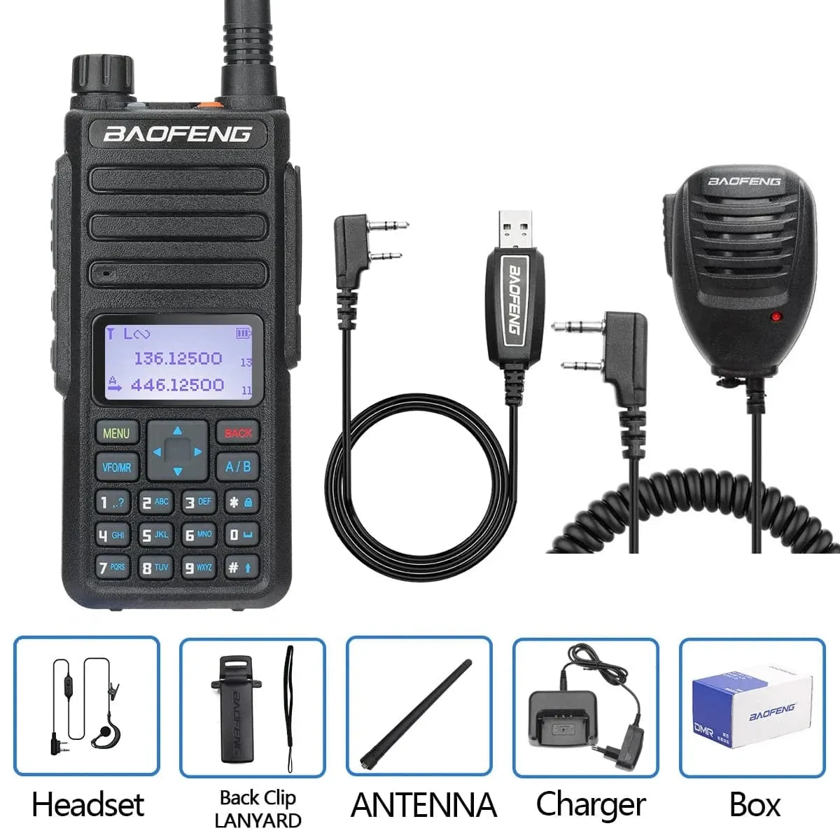 Baofeng DR-1801 DMR Digital Walkie Talkie Dual Time Slot Analog Tier 1&2 Long Range Dual Band 1024CH DM-1801 Ham Two Way Radio