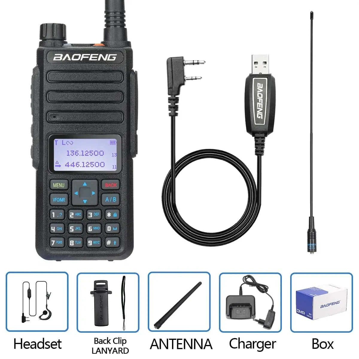 Baofeng DR-1801 DMR Digital Walkie Talkie Dual Time Slot Analog Tier 1&2 Long Range Dual Band 1024CH DM-1801 Ham Two Way Radio