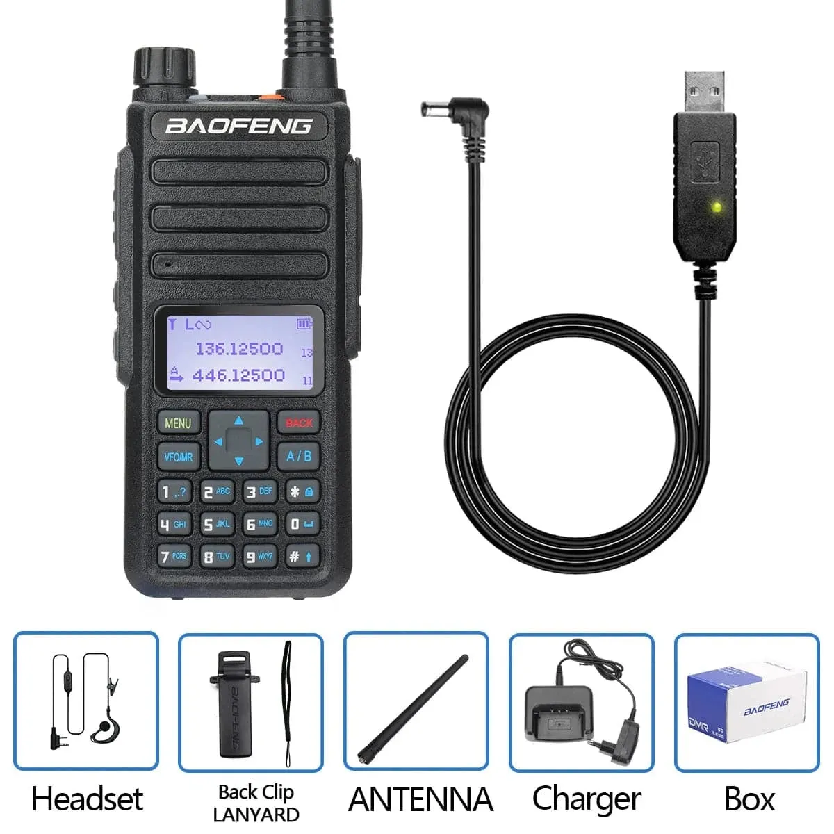 Baofeng DR-1801 DMR Digital Walkie Talkie Dual Time Slot Analog Tier 1&2 Long Range Dual Band 1024CH DM-1801 Ham Two Way Radio