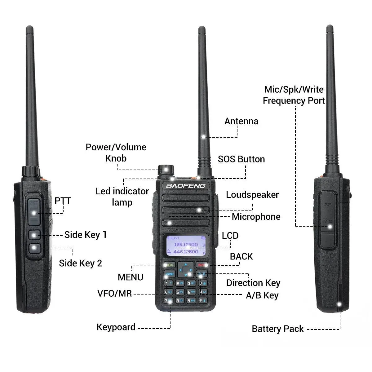 Baofeng DR-1801 DMR Digital Walkie Talkie Dual Time Slot Analog Tier 1&2 Long Range Dual Band 1024CH DM-1801 Ham Two Way Radio