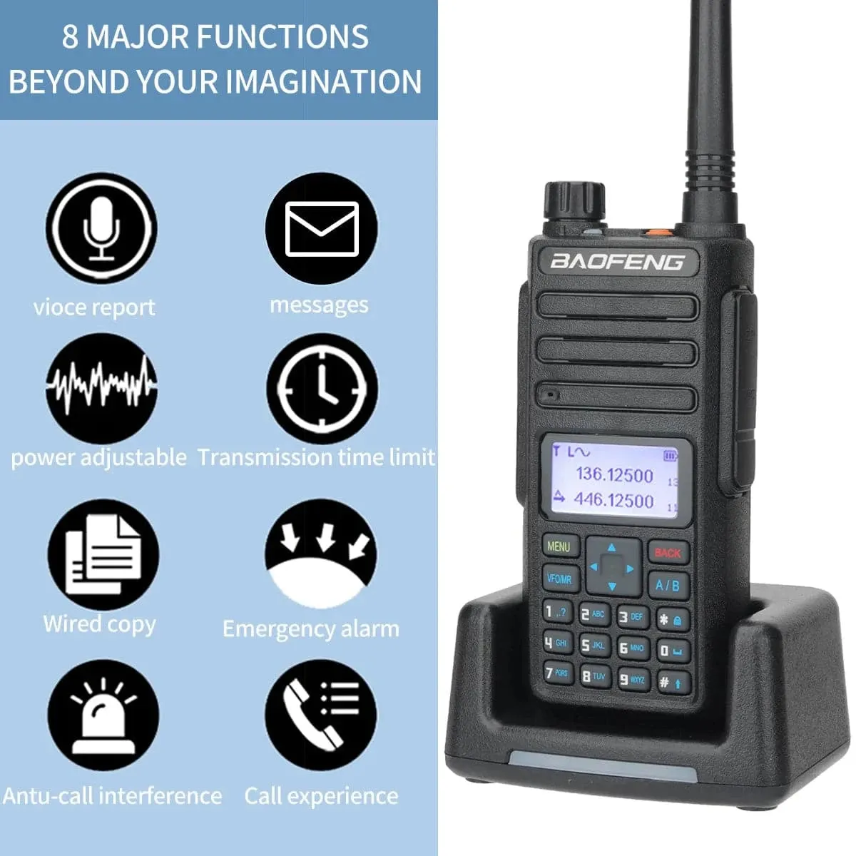 Baofeng DR-1801 DMR Digital Walkie Talkie Dual Time Slot Analog Tier 1&2 Long Range Dual Band 1024CH DM-1801 Ham Two Way Radio