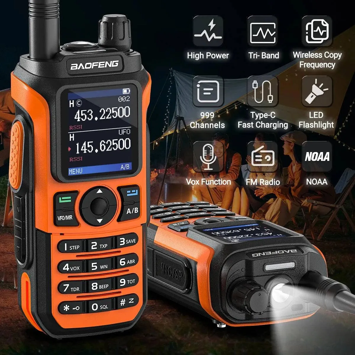 Baofeng UV-21 Pro V2 Walkie Talkie Wireless Copy Frequency Type-C Charger Long Range Waterproof Flashlight UV-5R Ham Radio