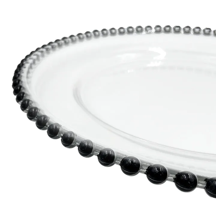 Beaded - Glass Charger Plate in Black (Item # 0239)