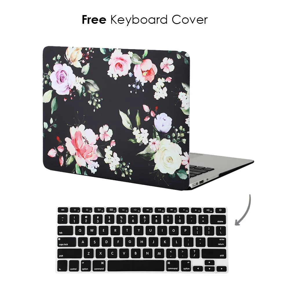 Black Floral MacBook Case