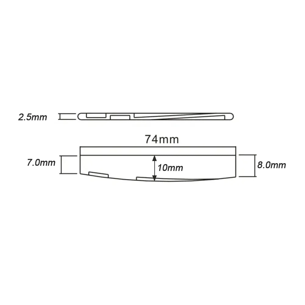 Bone Saddle 74mm x 10mm x 2.5mm for Acoustic Guitars