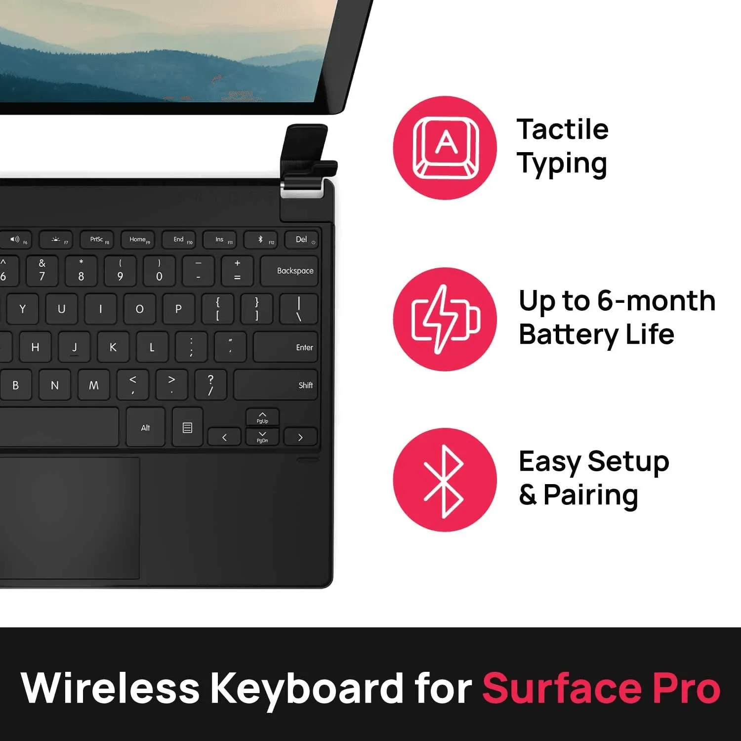 Brydge Pro  12.3" Bluetooth Keyboard Trackpad Microsoft Surface Pro 7 /7/6 Black