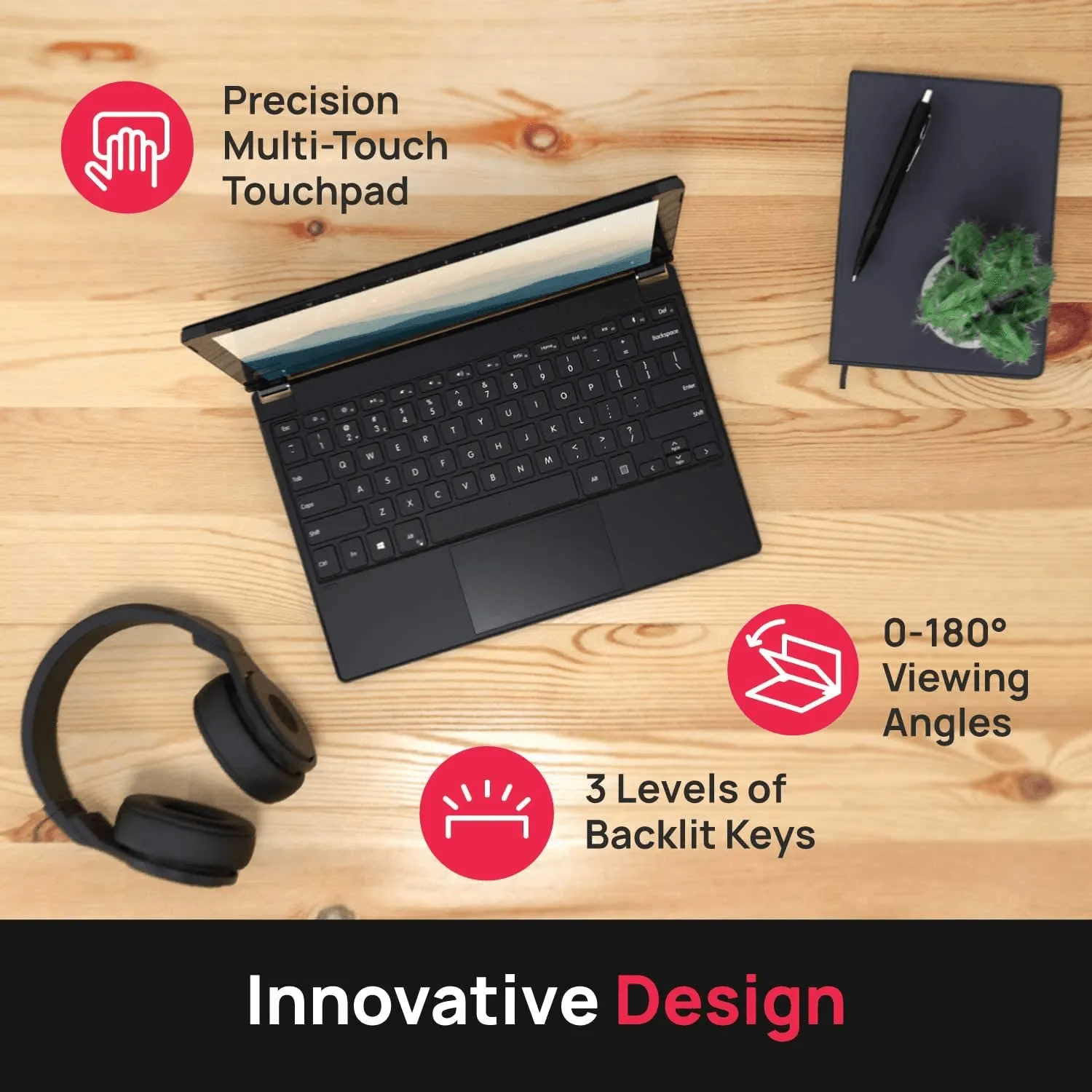 Brydge Pro  12.3" Bluetooth Keyboard Trackpad Microsoft Surface Pro 7 /7/6 Black