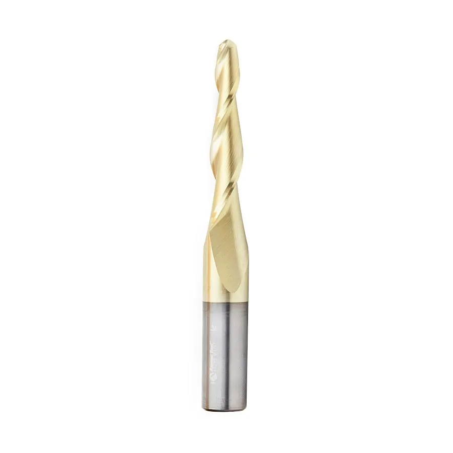 Carving Tapered Ball Nose CNC Router Bit | 3° x 1⁄4 Dia x 1⁄8 Radius x 2 x 1⁄2 Shank x 4" Long | 46283 | 738685462836