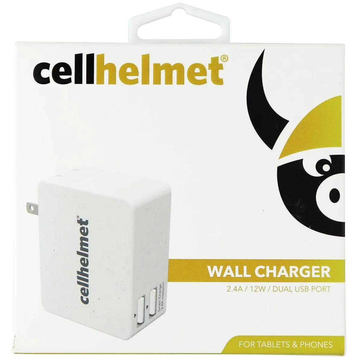 CellHelmet Dual USB 2.0 Wall Charger (12W) for Tablets & Phones - White