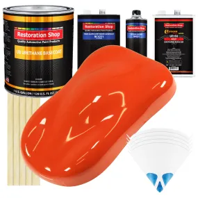 Charger Orange - Urethane Basecoat with Clearcoat Auto Paint - Complete Fast Gallon Paint Kit - Professional High Gloss Automotive, Car, Truck Coating