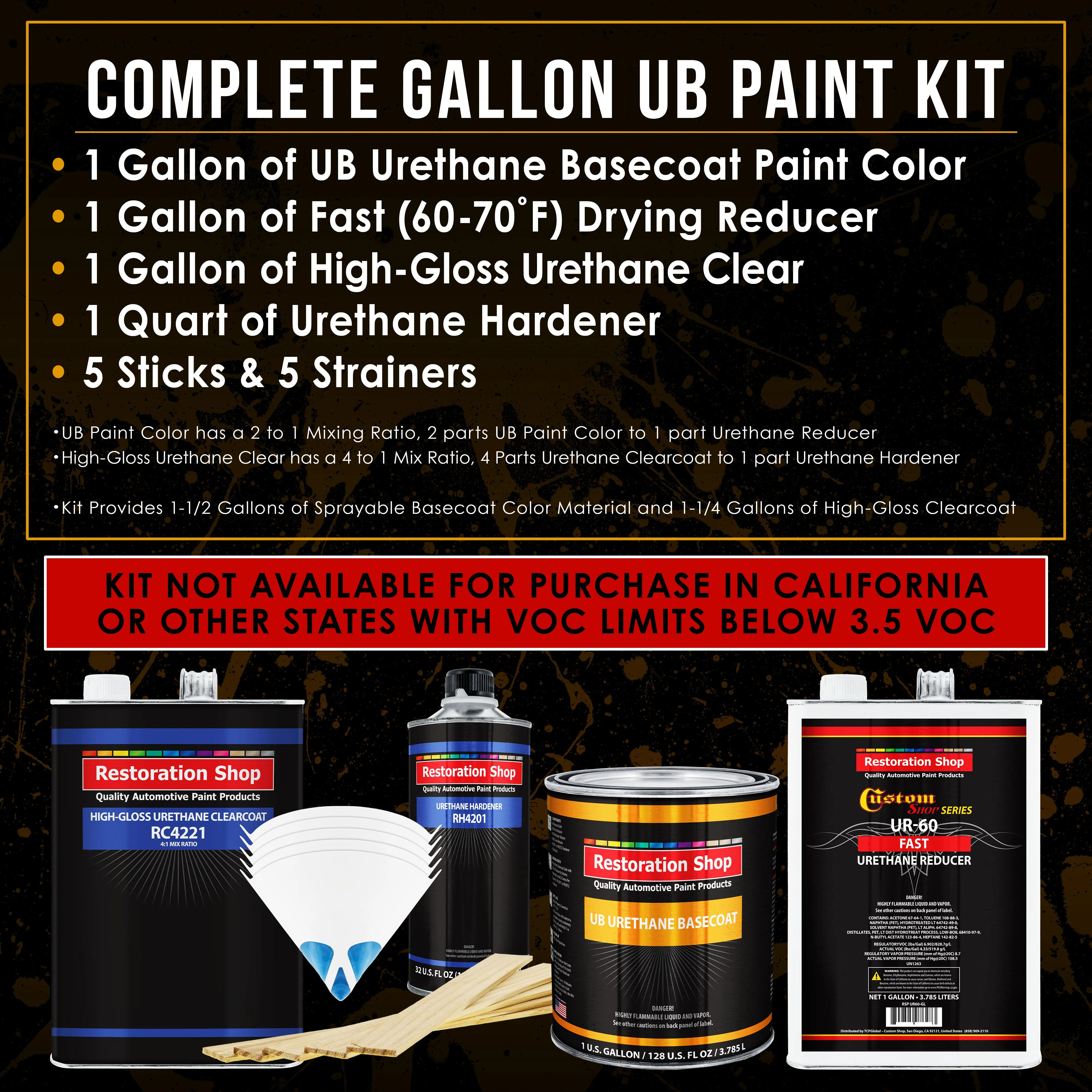 Charger Orange - Urethane Basecoat with Clearcoat Auto Paint - Complete Fast Gallon Paint Kit - Professional High Gloss Automotive, Car, Truck Coating