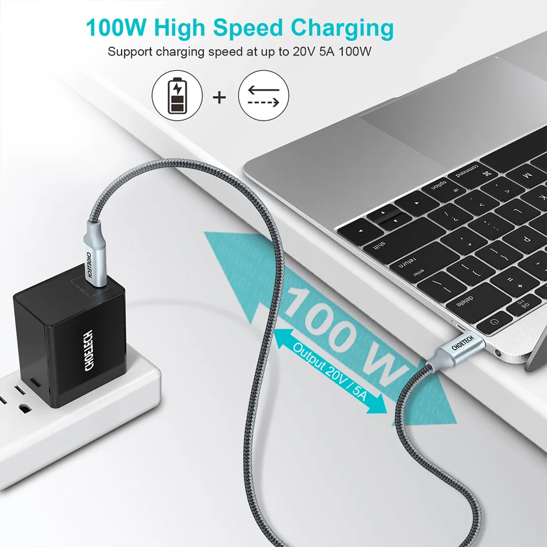 CHOETECH 100W PD USB-C Fast Charging Braided Cable (2M)