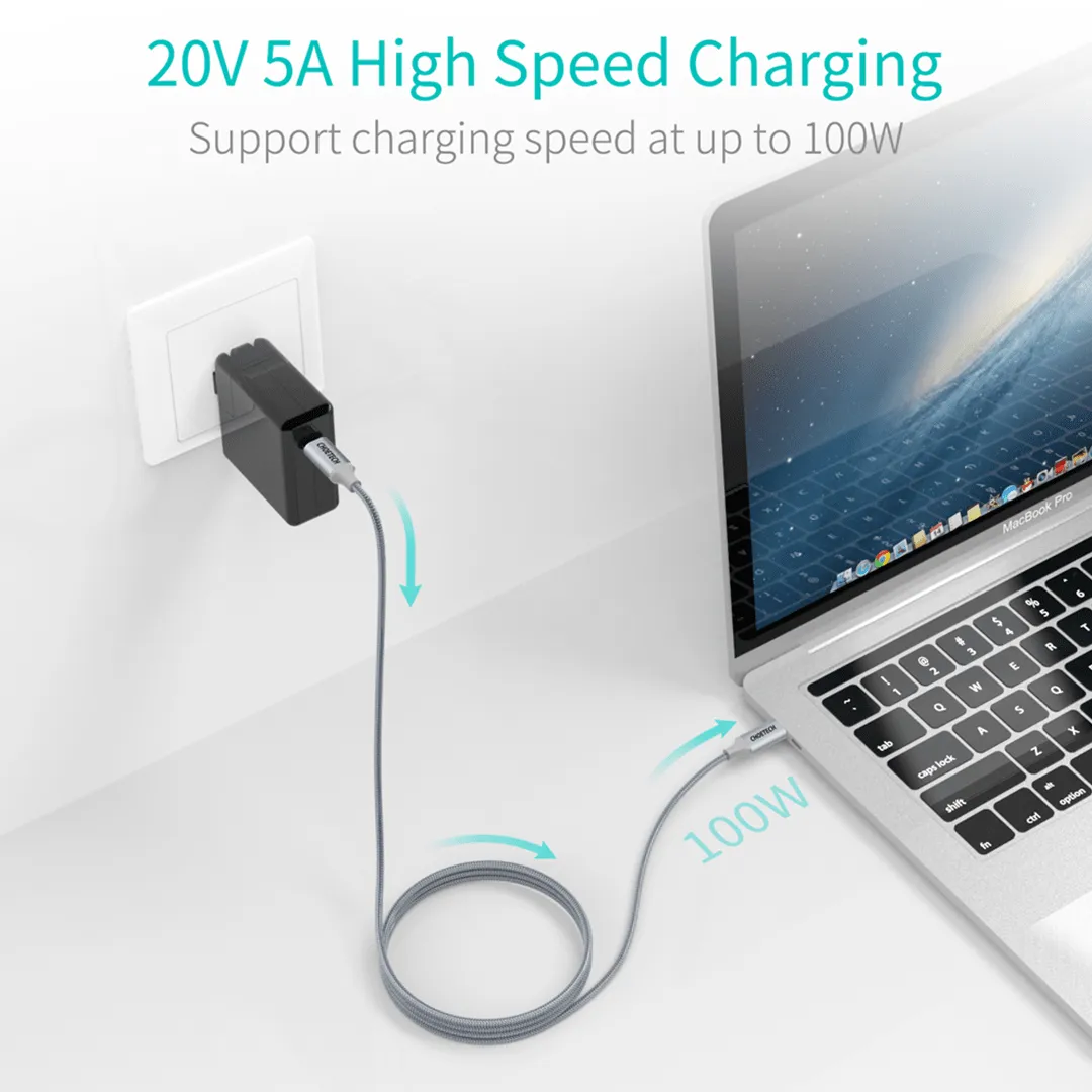 CHOETECH 100W PD USB-C Fast Charging Braided Cable (2M)