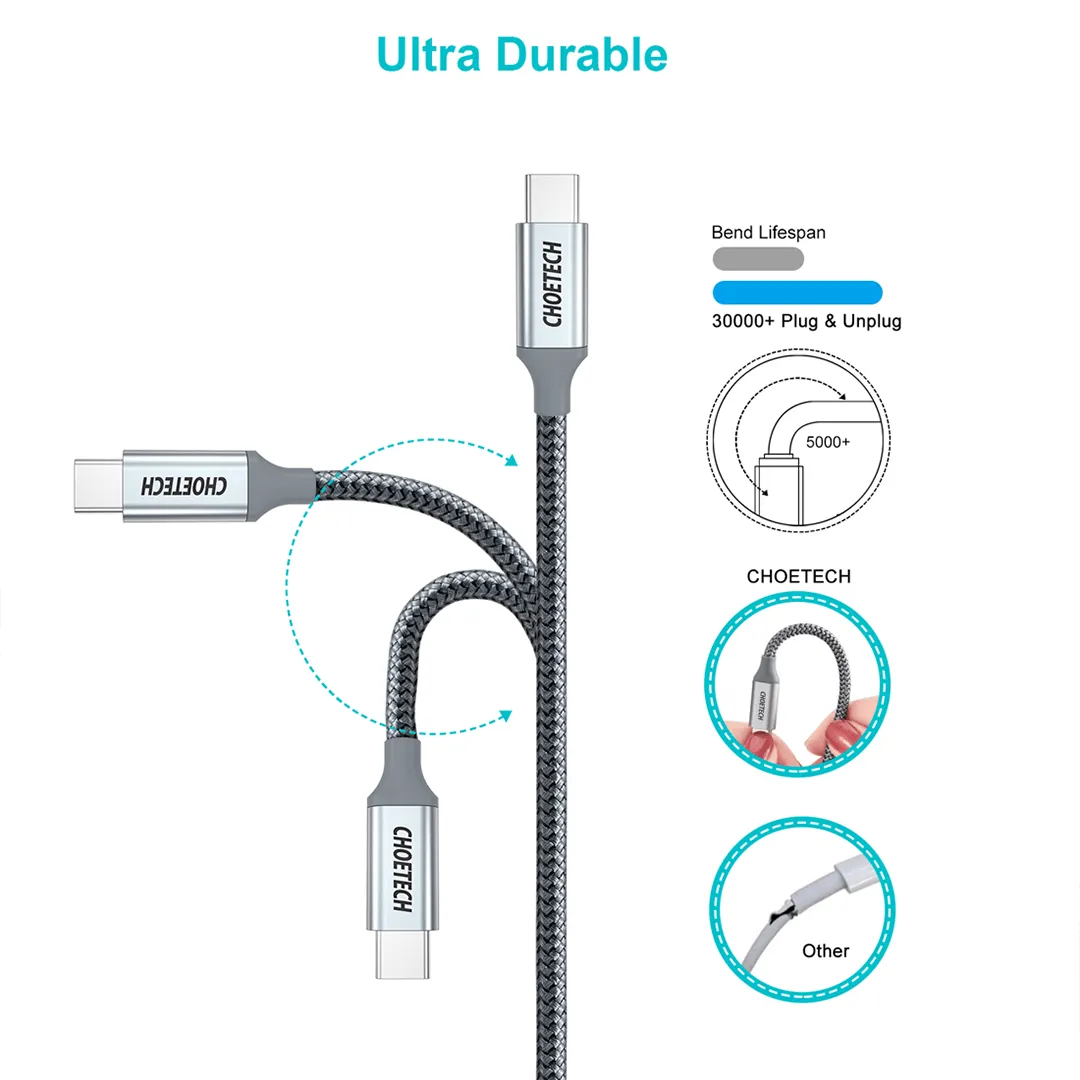 CHOETECH 100W PD USB-C Fast Charging Braided Cable (2M)