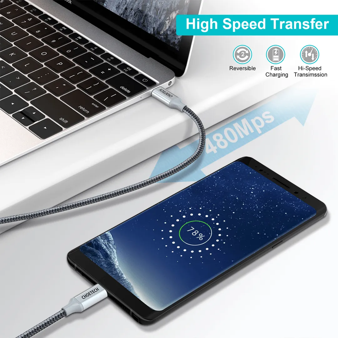 CHOETECH 100W PD USB-C Fast Charging Braided Cable (2M)