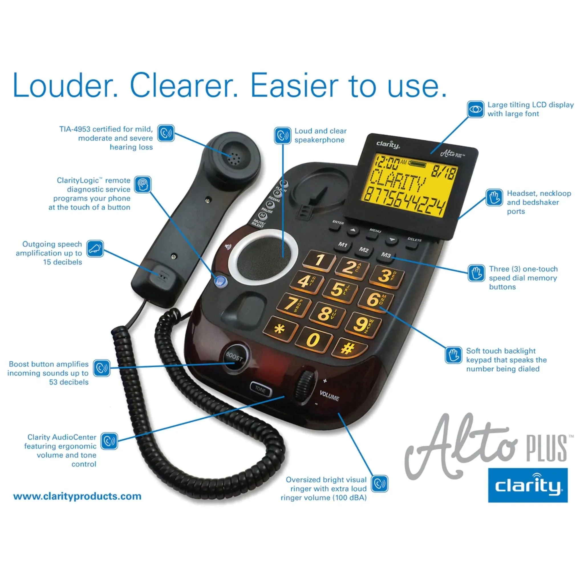 Clarity AltoPlus Power Gain Corded Telephone