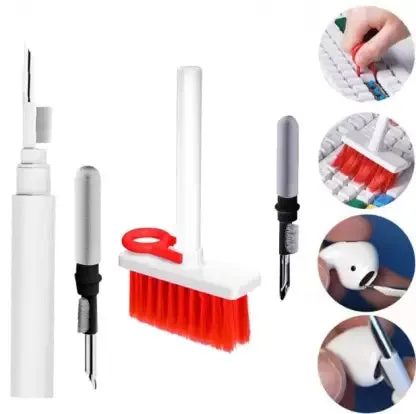 Cleaning Soft Brush Keyboard Cleaner 5-in-1 Multi-Function Computer Cleaning Tools Kit Corner Gap Duster Key-Cap Puller for Bluetooth Earphones Laptop Air-pods Pro Camera Lens