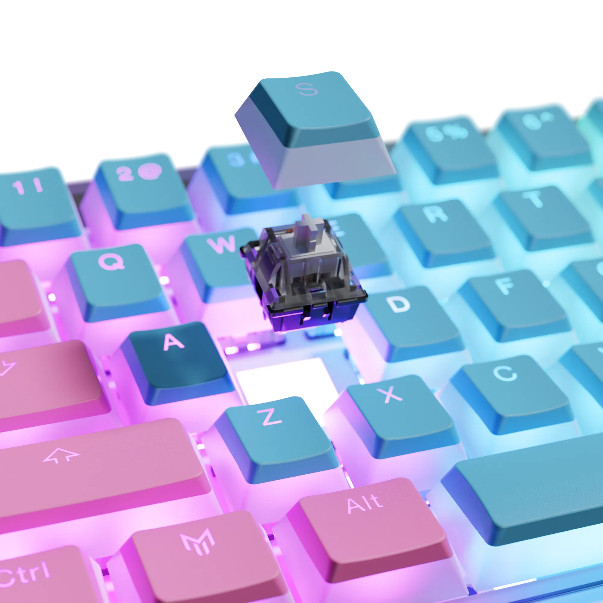 Clix Cotton Candy 60ES Transparent Mechanical Keyboard - Blue