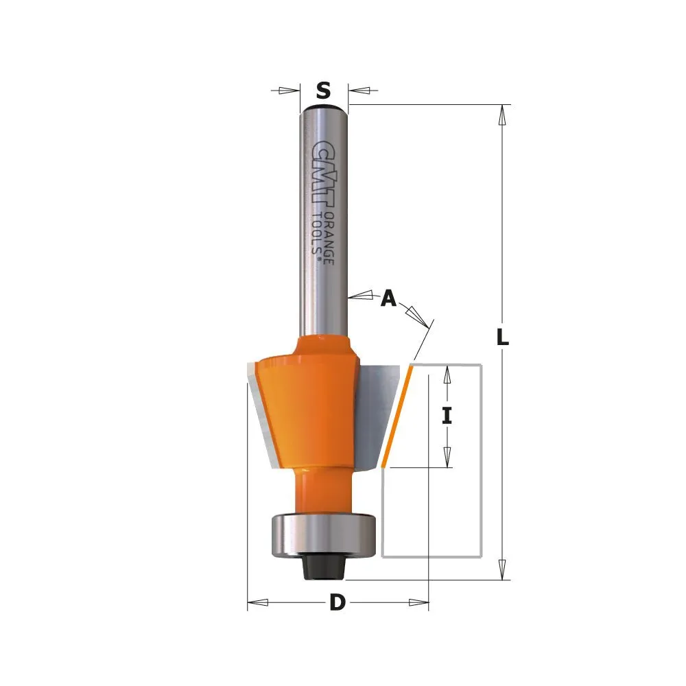 CMT 809.016.11 COMBINATION TRIMMER BIT, 15° CUTTING ANGLE, 1/4-INCH SHANK