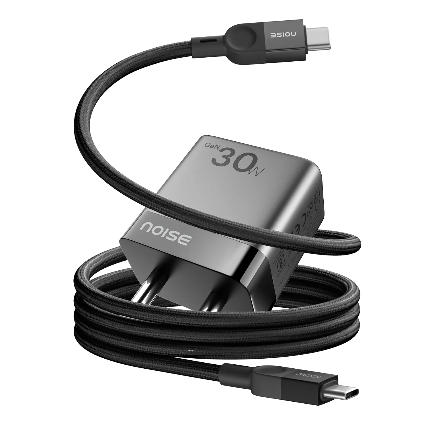 Combo - Noise Power Charger and 1 Meter Magnetic Charging Cable - Black