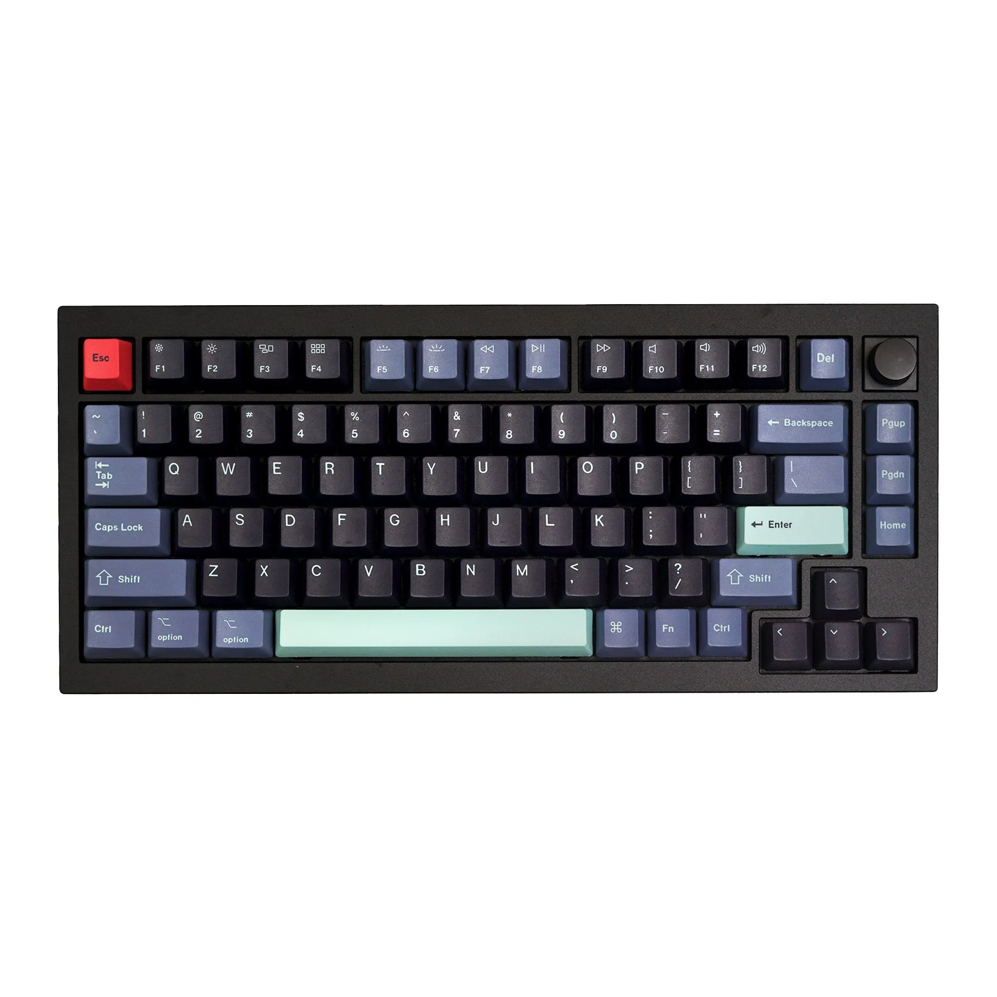 Custom Q1 QMK Mechanical Keyboard (Q1 Carbon Black w/ Knob)(Hacker Keycap)