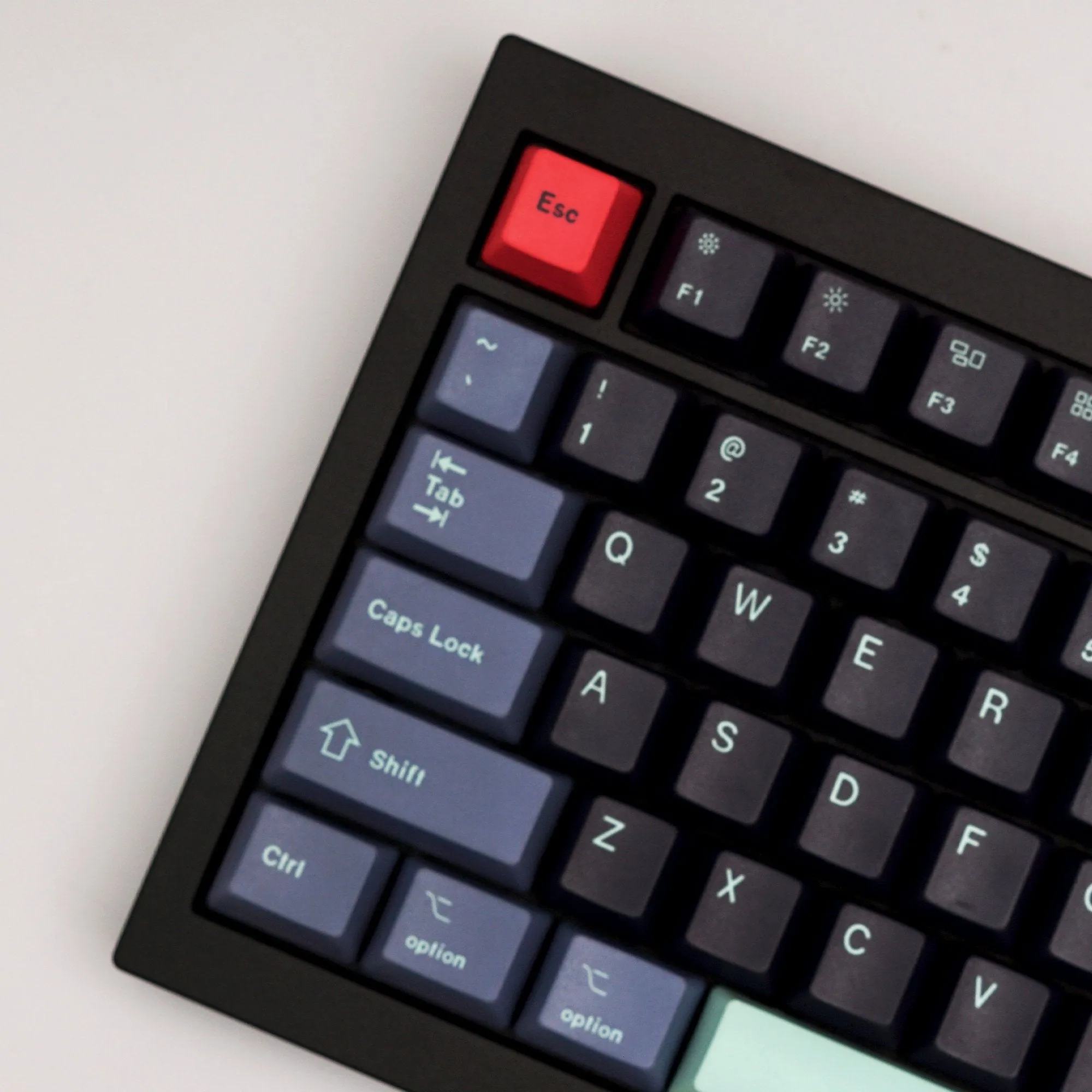 Custom Q1 QMK Mechanical Keyboard (Q1 Carbon Black w/ Knob)(Hacker Keycap)