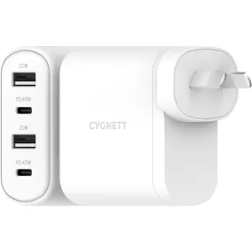 Cygnett PowerPlus 4 Port 45w PD Wall Charger (White)