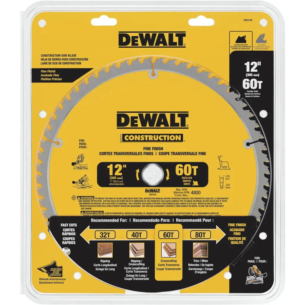 DeWalt 12" 60-T Circular Saw Blade