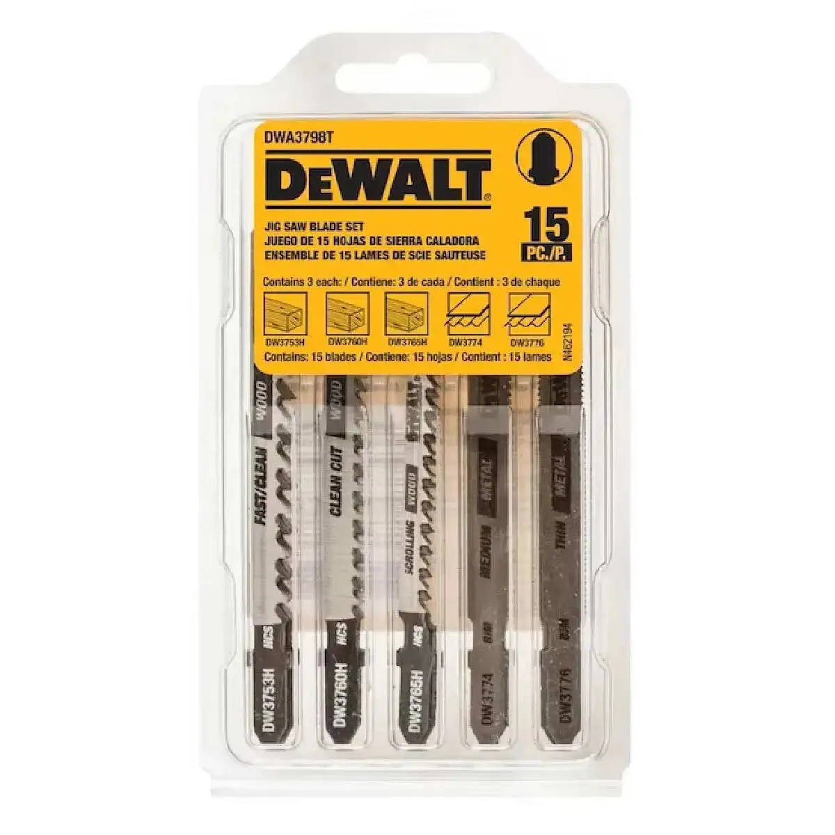 DeWalt 15 Piece T-Shank Jig Saw Blade Set