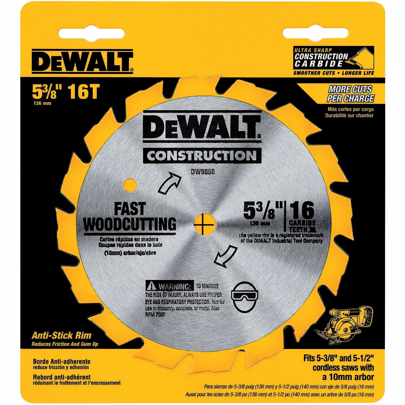 DeWalt DW9055 5-3/8" 16T Carbide Saw Blade (Fast Woodcutting)