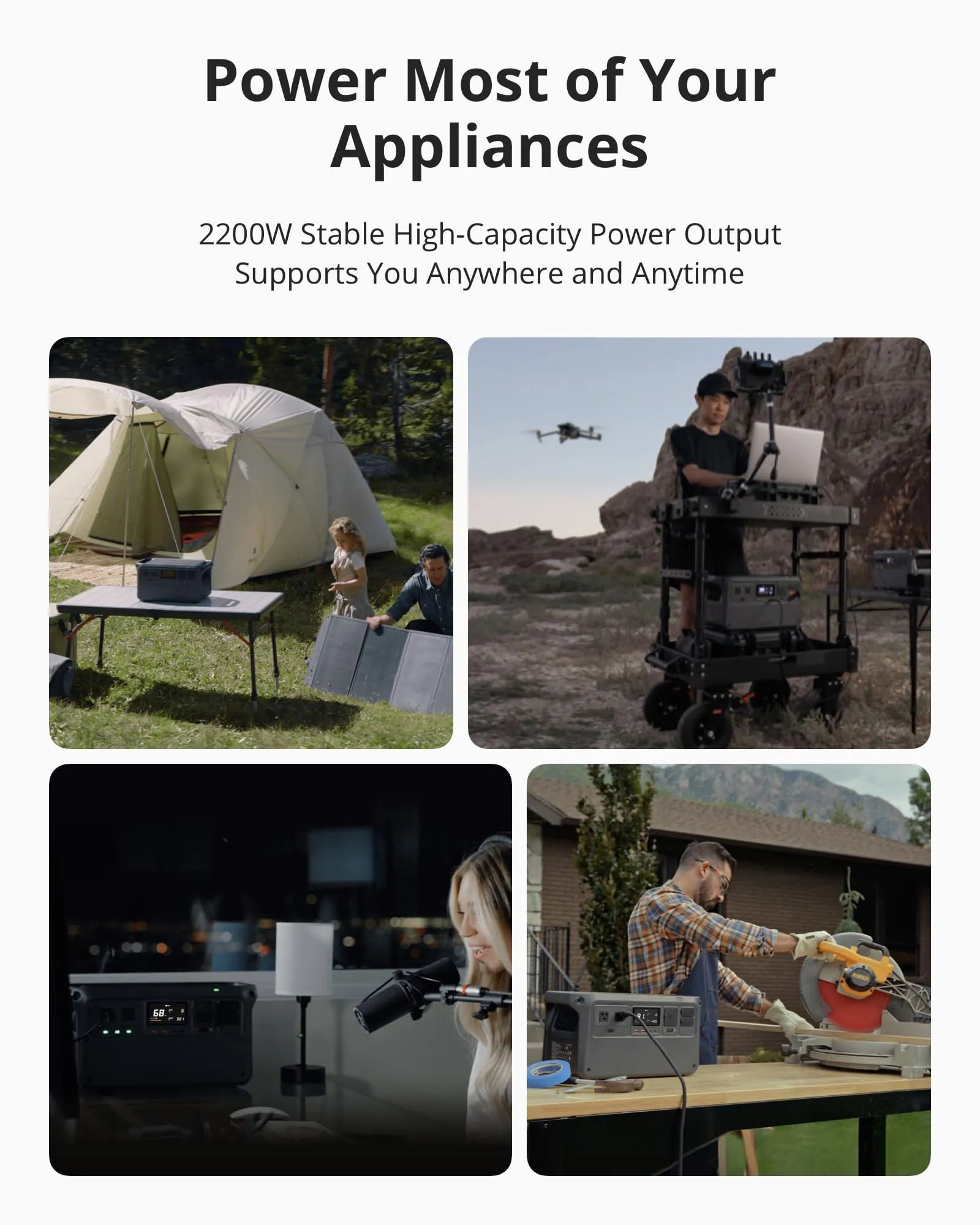 DJI Power 1000 Portable Power Station, 1024Wh LiFePO4 Battery, 2200W Solar Generator, Home Backup, 4-in-1 Fast Charging, 23db Ultra-Silent, Camping & RVs, Off-grid, Power Outage (Solar Panel Optional)