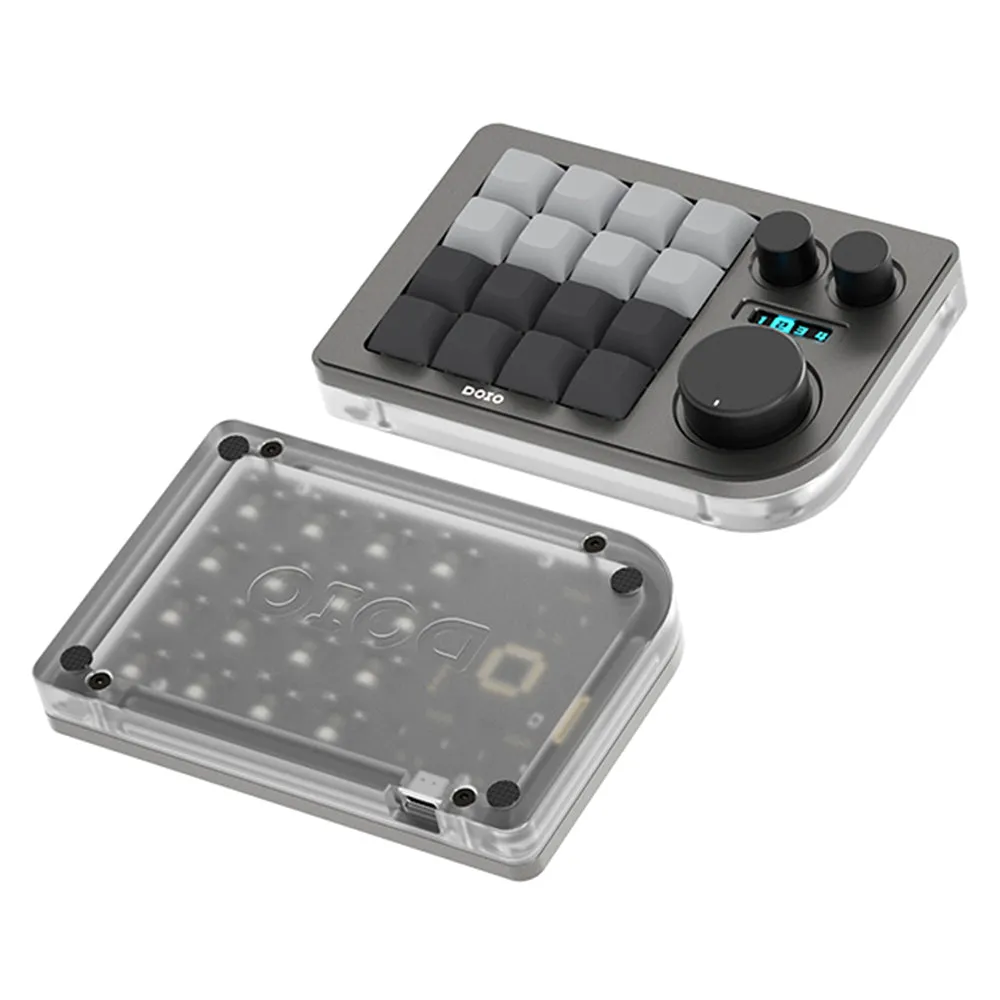 DOIO KB16-01 Macro Keyboard 16 Keys   3 Knob Macro Pad