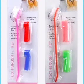 Double Head Toothbrush   Soft Pet Finger Toothbrush Set Pets Dogs Cats Teeth Care Cleaning Brush Pets Grooming Tools