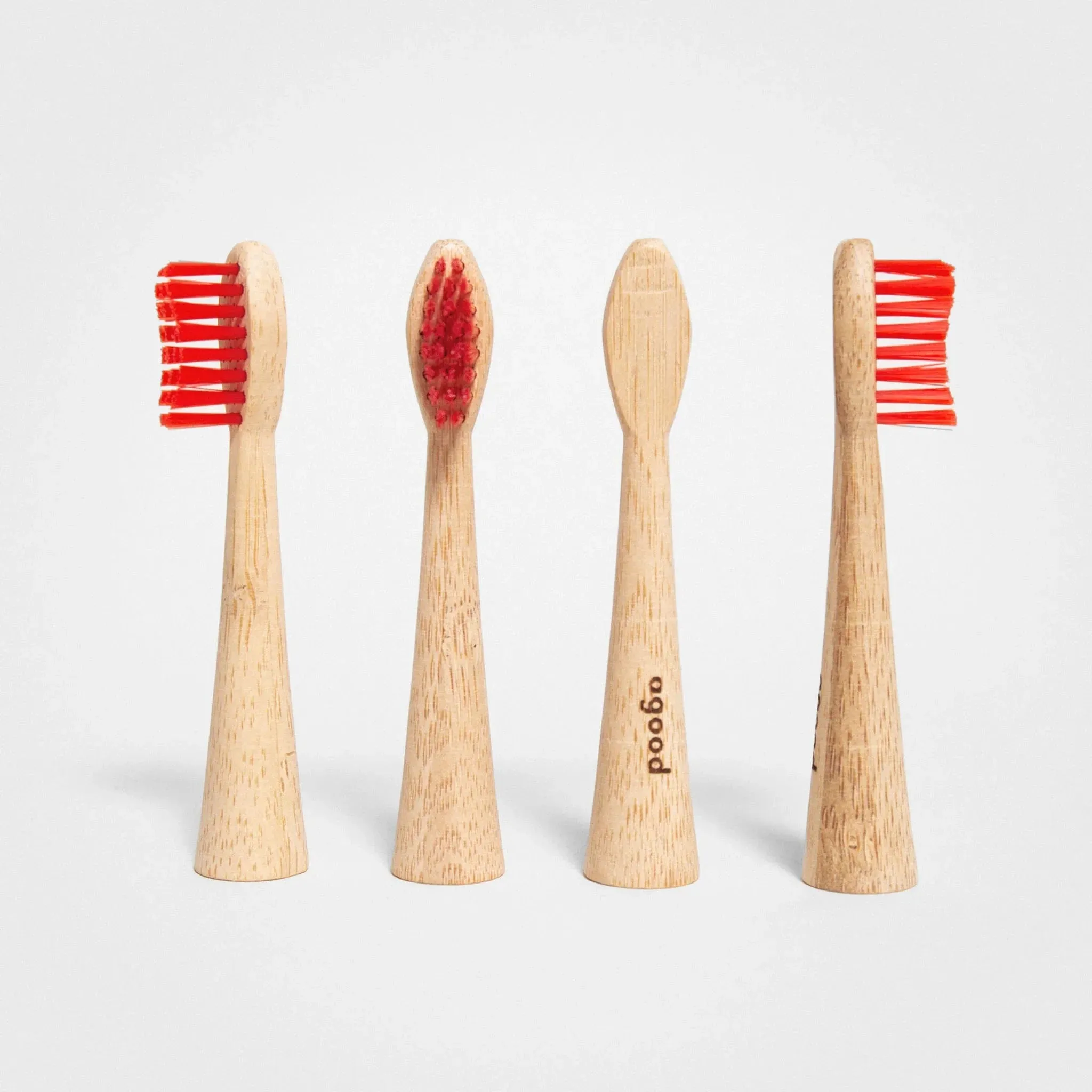 Electric Toothbrush Heads, 4-pack I Made of Bamboo, Red, Philips