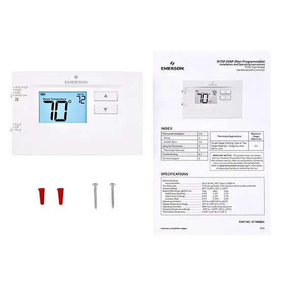 Emerson White-Rodgers 1F75P-21NP 70 Series Non-Programmable PTAC Thermostat